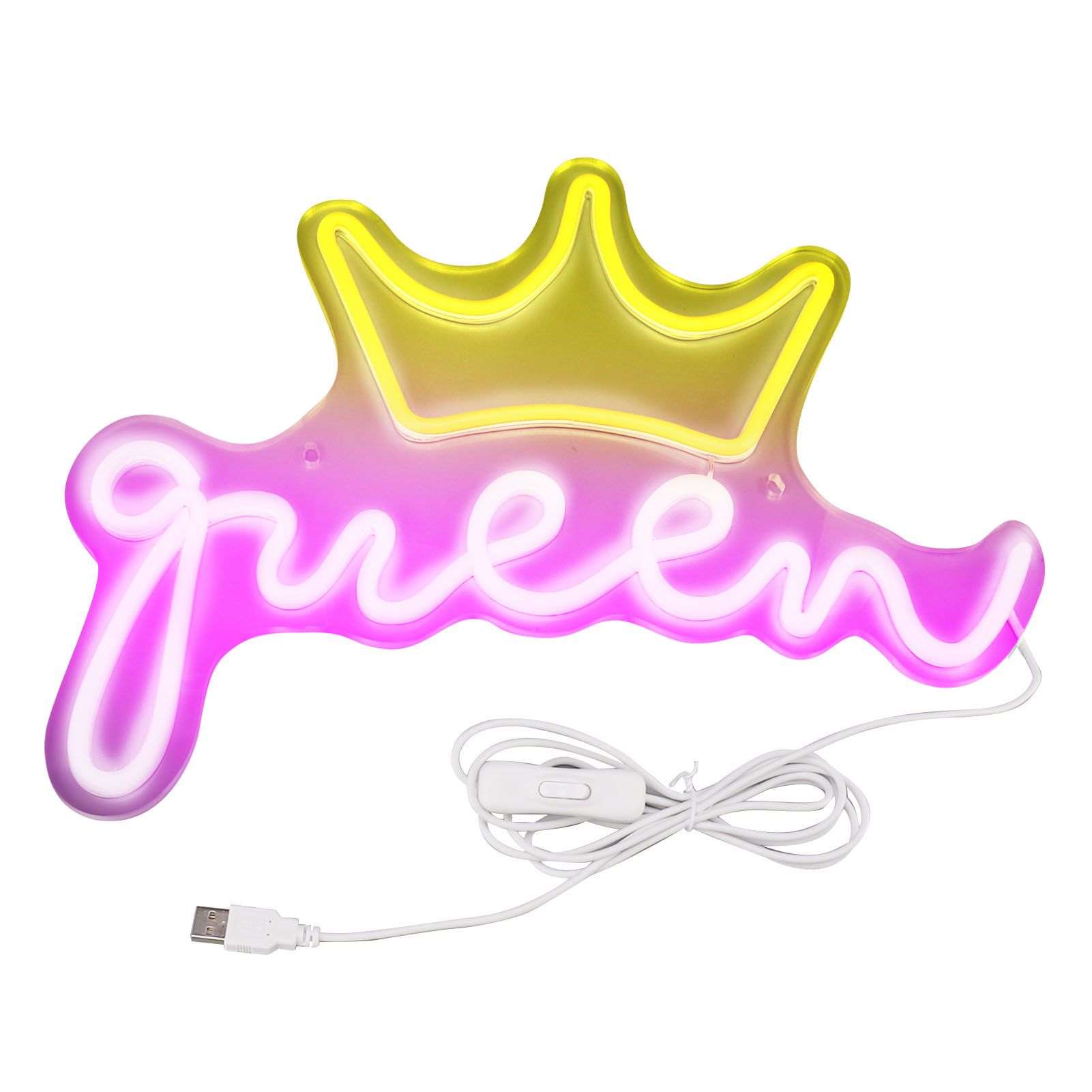 LED Neon Sign Bright USB Powered Decorative Crown Queen Wall Neon Light for view 3