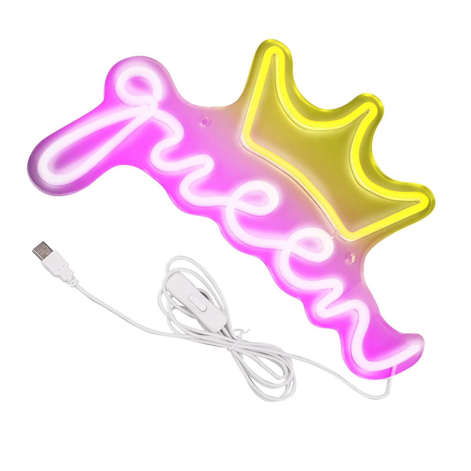 LED Neon Sign Bright USB Powered Decorative Crown Queen Wall Neon Light for view 10
