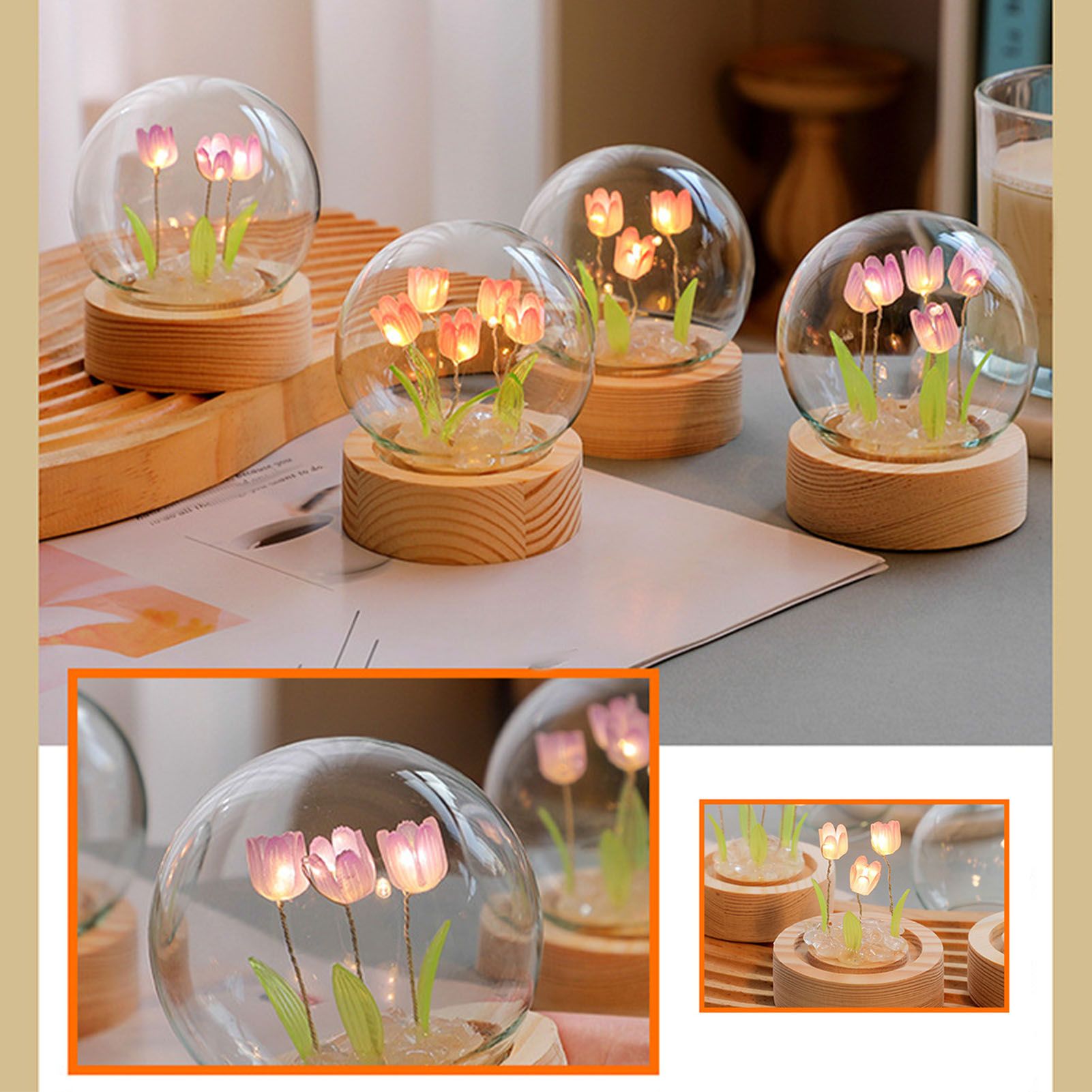 Flower Night Light Tulip Night Lamp Home Decoration Night Light Bedside Light view 13