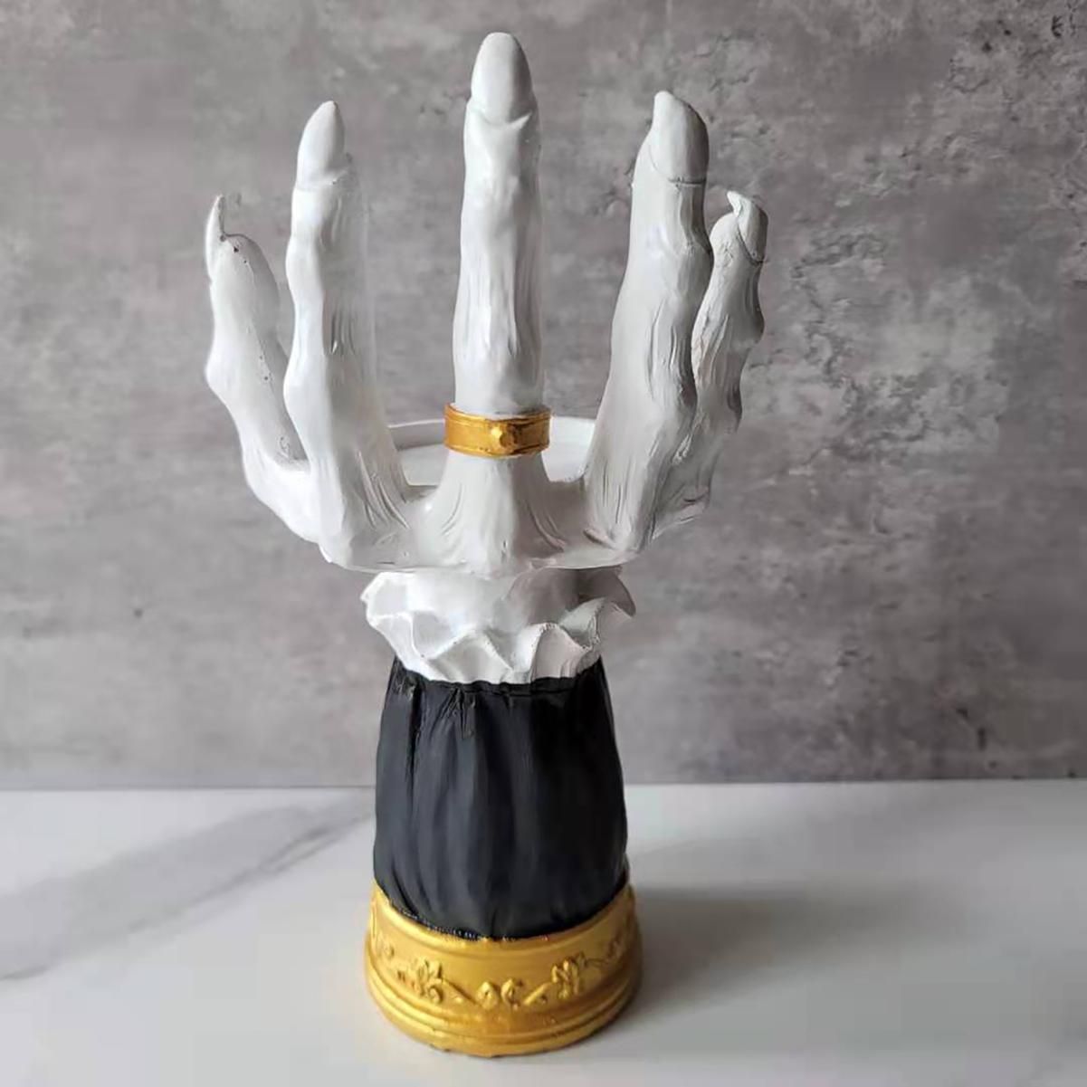 Halloween Candle Holder Witch Hand Shaped Resin Candlestick Desktop Ornaments view 2