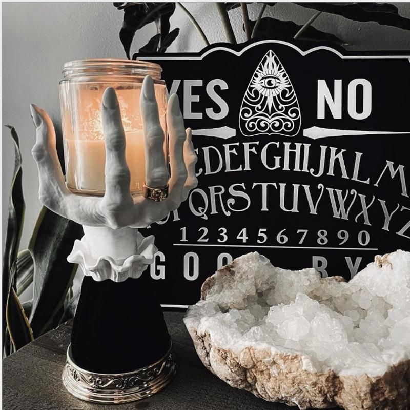 Halloween Candle Holder Witch Hand Shaped Resin Candlestick Desktop Ornaments view 3