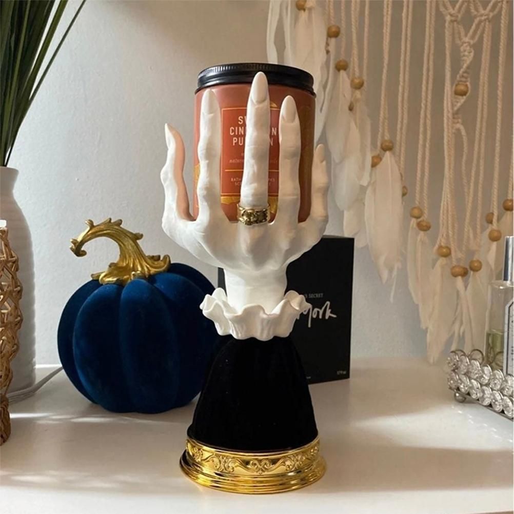 Halloween Candle Holder Witch Hand Shaped Resin Candlestick Desktop Ornaments view 6