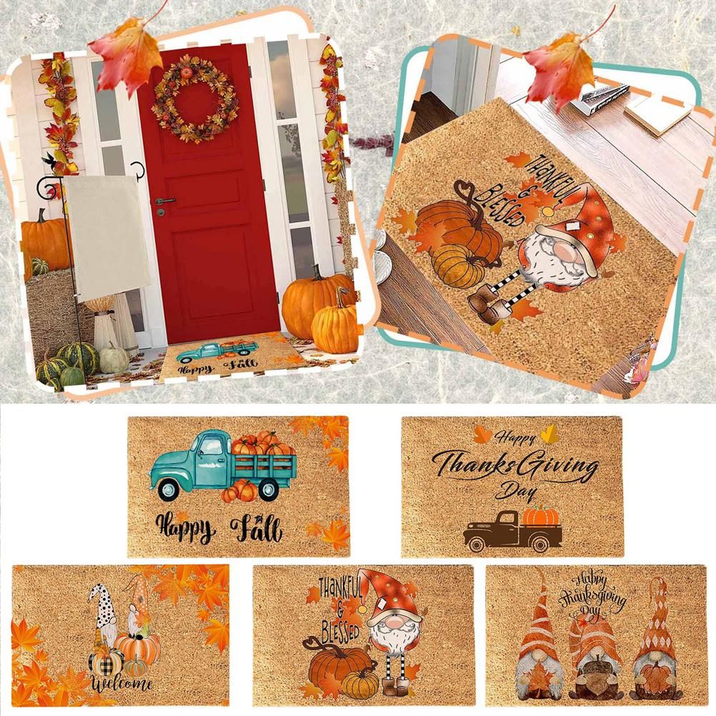 Funny Thanksgiving Doormat Anti Slip Door Mat Autumn Entryway Rug for Front view 3