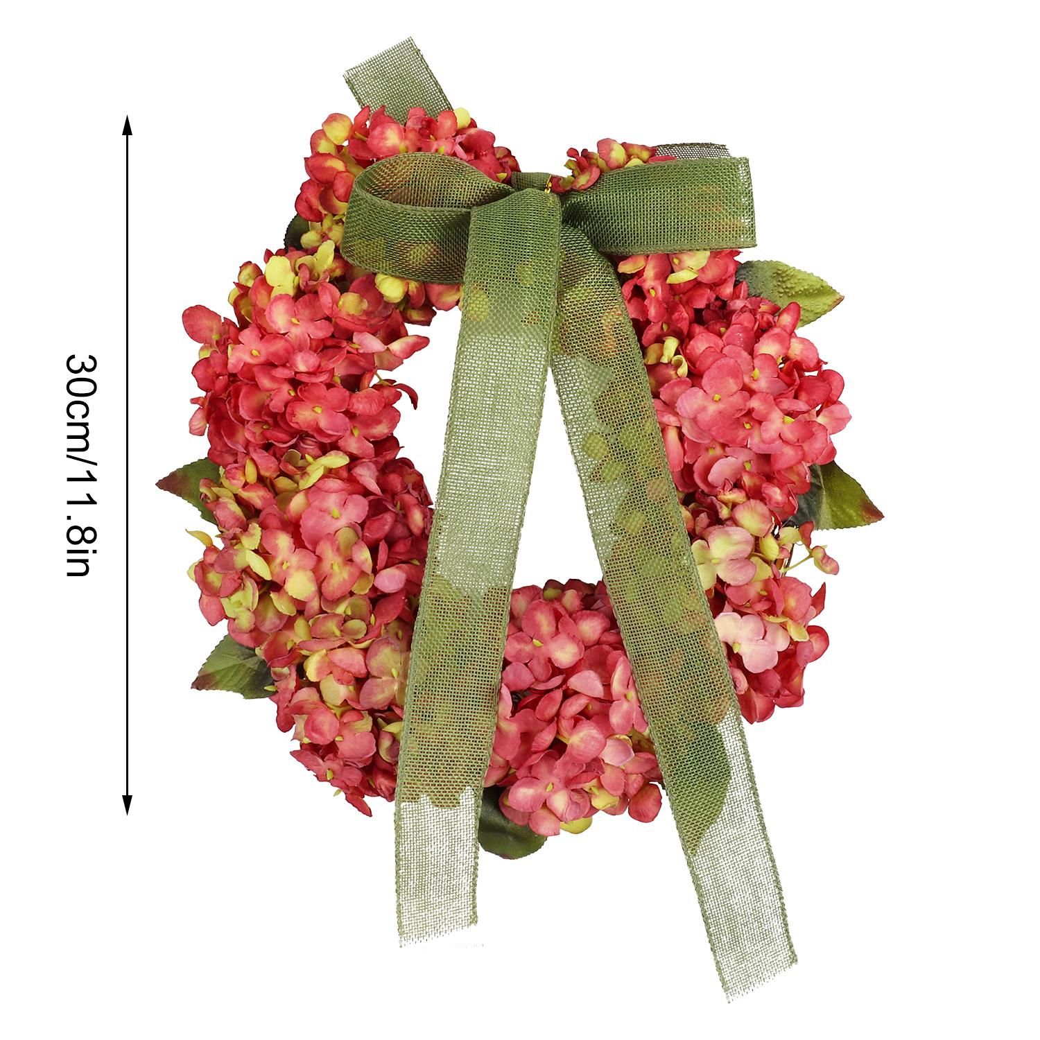 Thanksgiving Wreath Fall Hydrangea Bowknot Decoration Flower Garland Wreath view 2