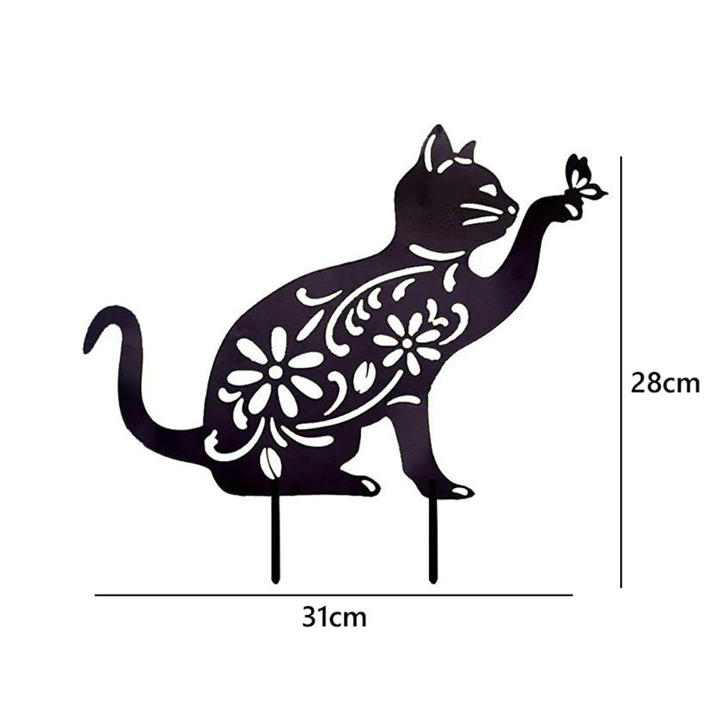 Cat Decorative Garden Stake Iron Hollow Exquisite Cat Garden Decor view 2