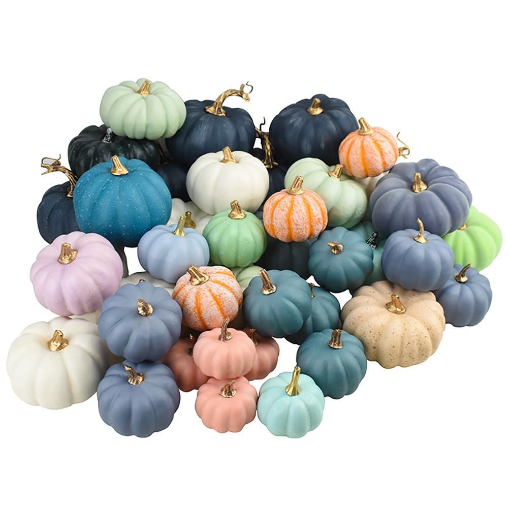 16Pcs Artificial Autumn Pumpkins Fake Foam Pumpkins for Halloween Thanksgiving