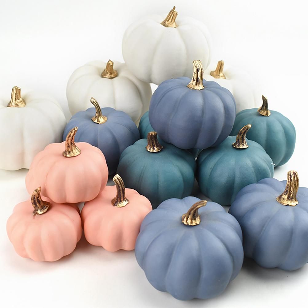 16Pcs Artificial Autumn Pumpkins Fake Foam Pumpkins for Halloween Thanksgiving view 6