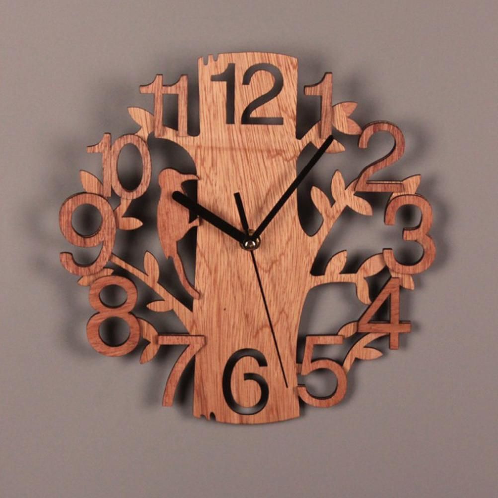 Wall Clock Tree Shape Silent Non Ticking Clock for Office Living Room Bedroom view 3
