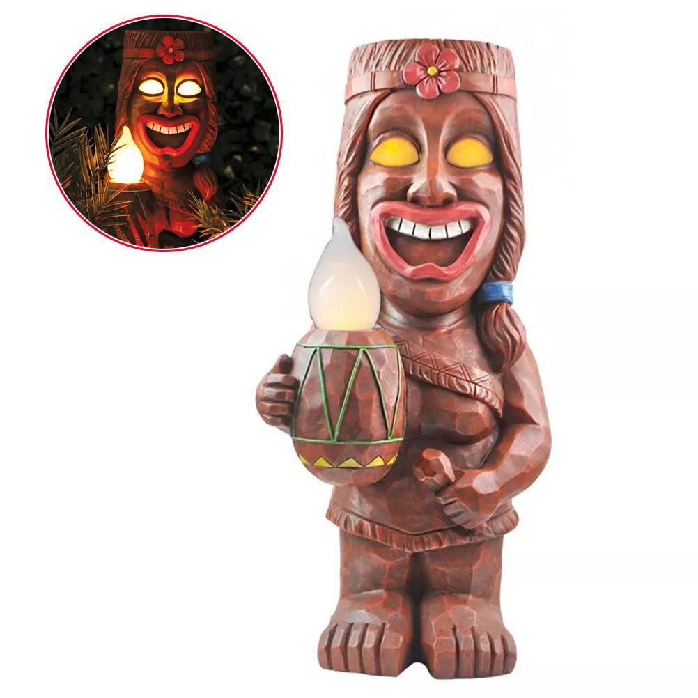 Solar Powered LED Tiki Light Solar Totem Figurine Ornaments LED Garden Light — image 1