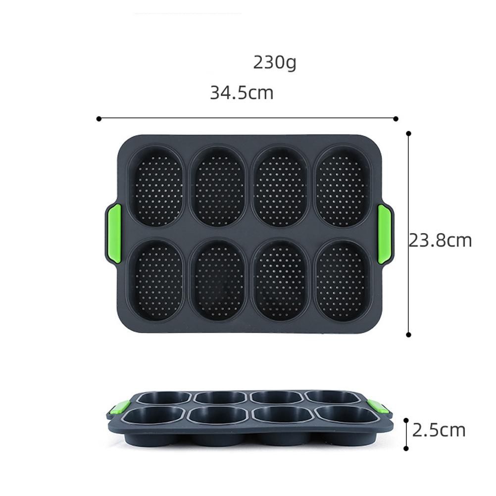 8 Grids Silicone Mold Oval Shape DIY Perforated Cake Baking Mould Kitchen view 2