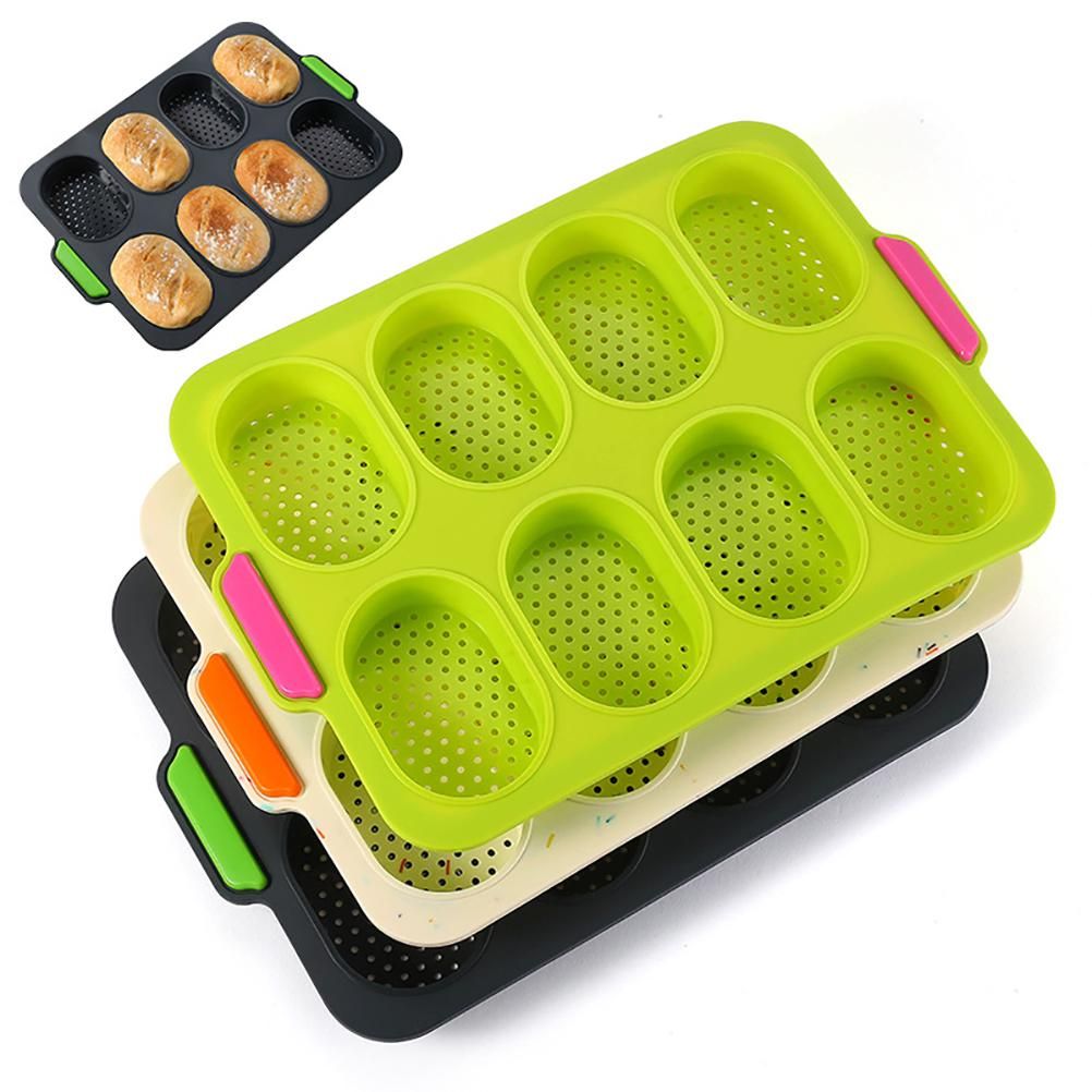 8 Grids Silicone Mold Oval Shape DIY Perforated Cake Baking Mould Kitchen view 8