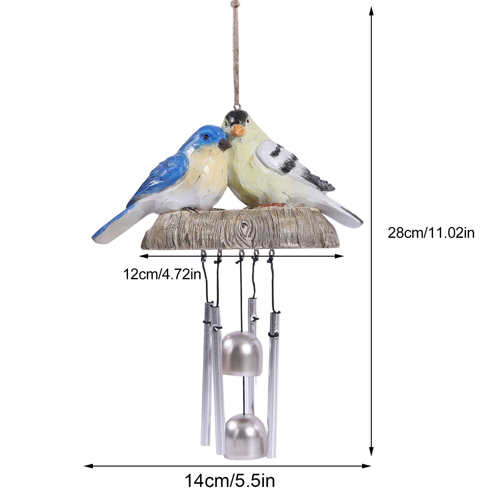 Rustic Bird Wind Chimes Outdoor Hanging Wind Chime Home Patio Decoration view 3