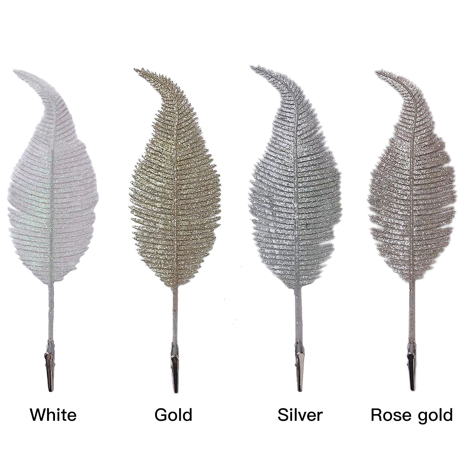 Christmas Tree Leaves Ornament Glittery Leaf with Clip Tree Hanging Baubles view 13