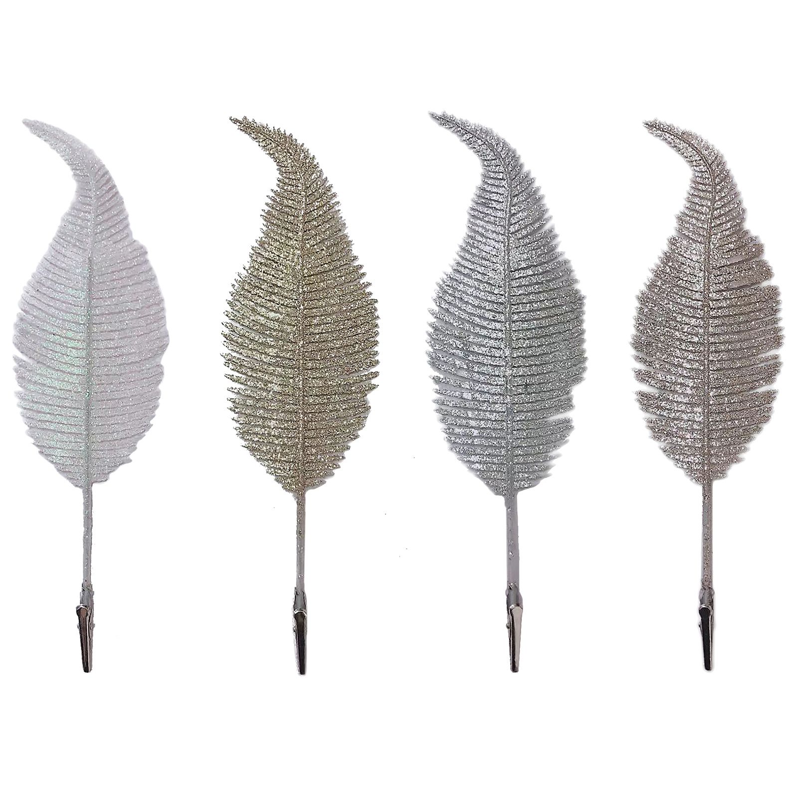 Christmas Tree Leaves Ornament Glittery Leaf with Clip Tree Hanging Baubles view 14