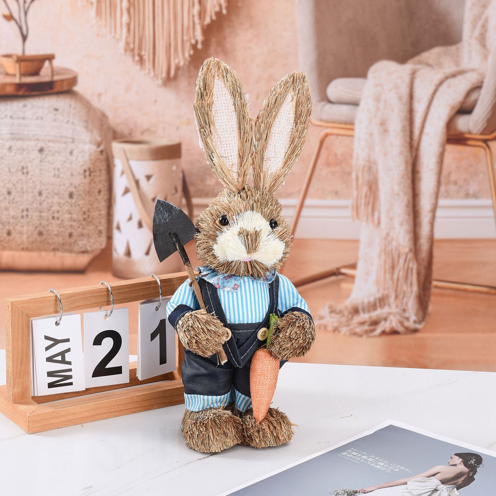 Rustic Easter Home Decor - Bunny Figurine Party Supplies view 5