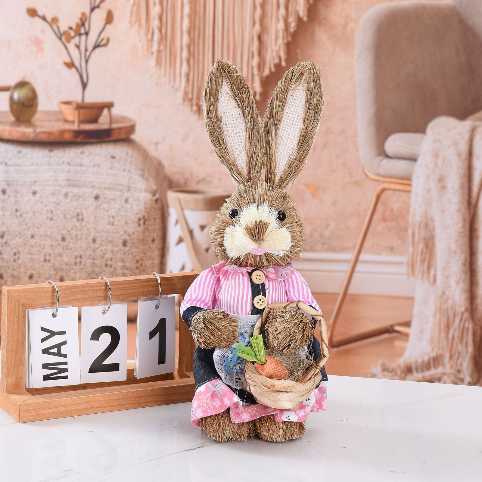 Rustic Easter Home Decor - Bunny Figurine Party Supplies view 6