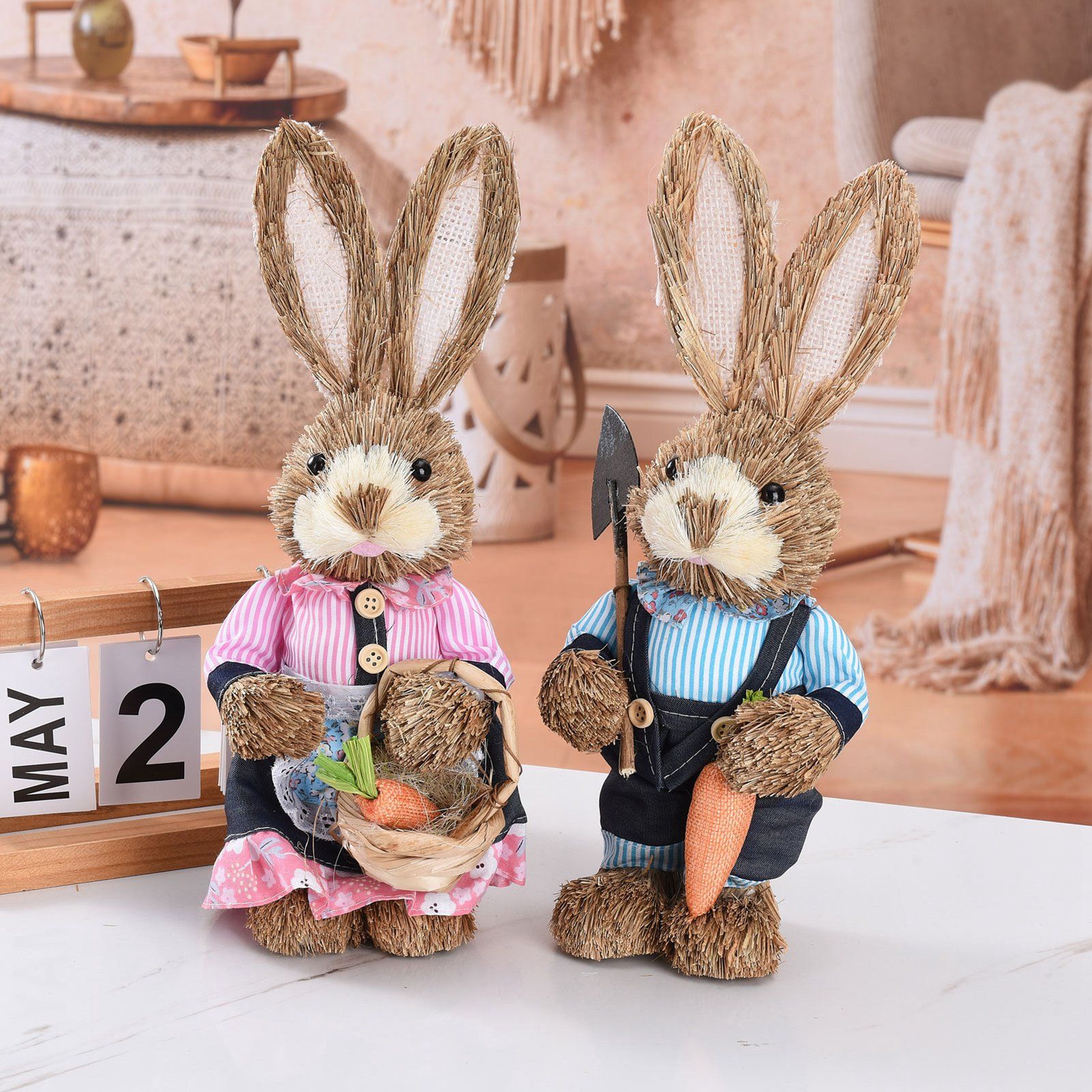 Rustic Easter Home Decor - Bunny Figurine Party Supplies view 7