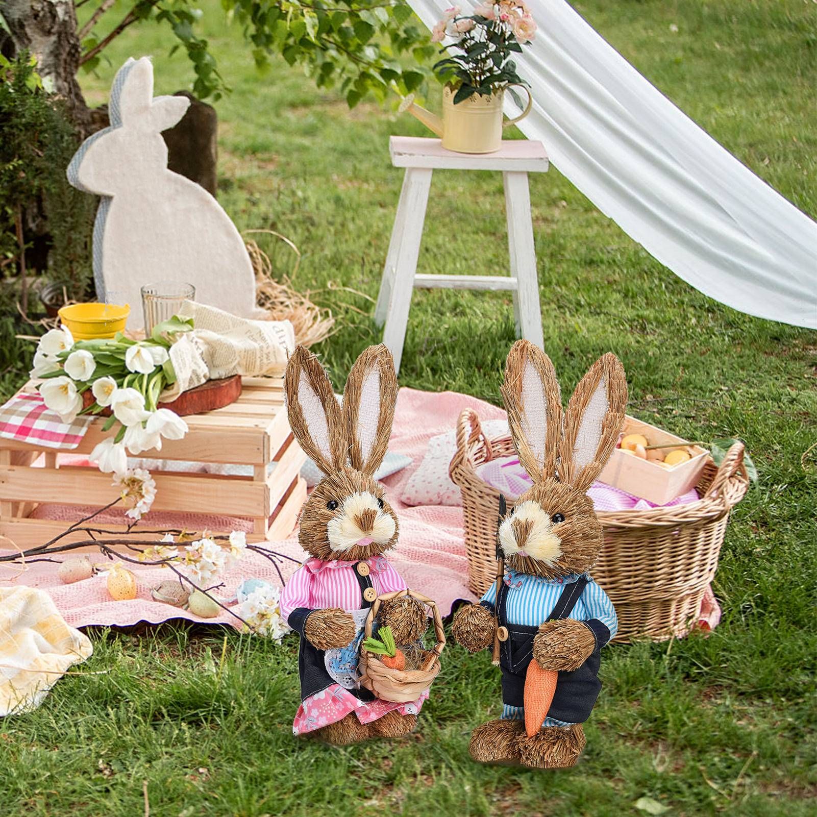 Rustic Easter Home Decor - Bunny Figurine Party Supplies view 14