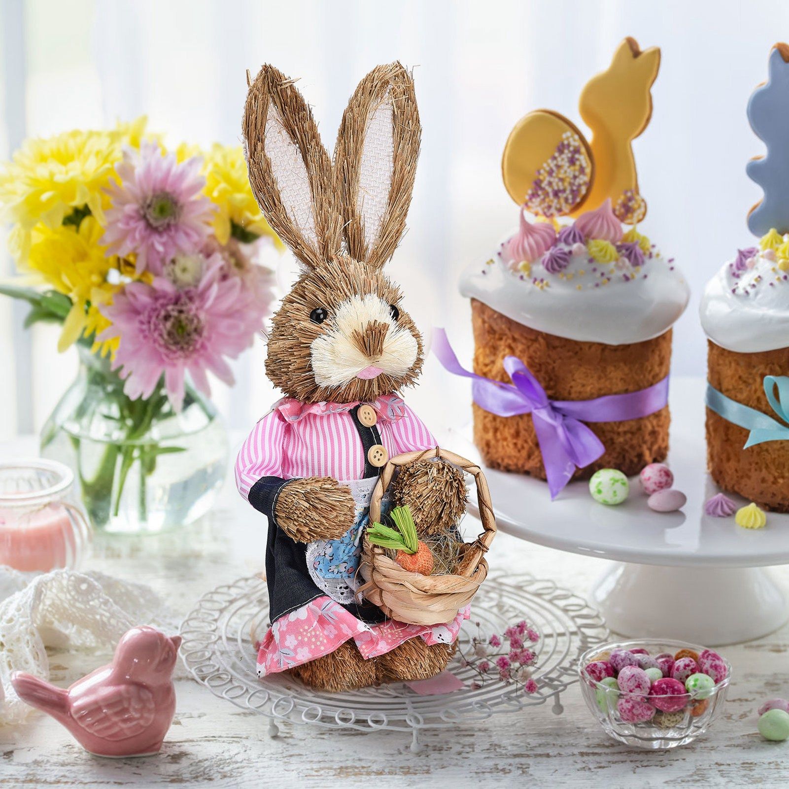 Rustic Easter Home Decor - Bunny Figurine Party Supplies view 15