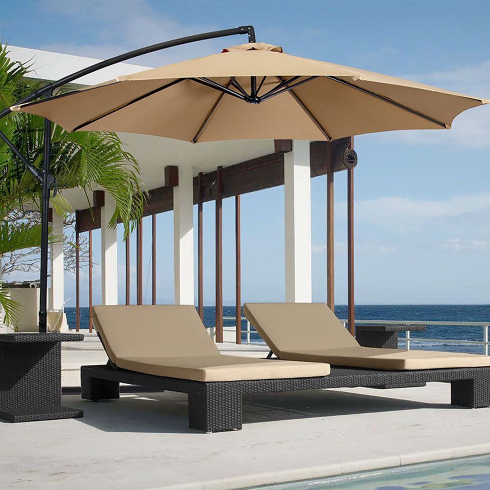 2.7m Double Top Sunshade Umbrella Cloth Replace Outdoor Courtyard Garden view 10