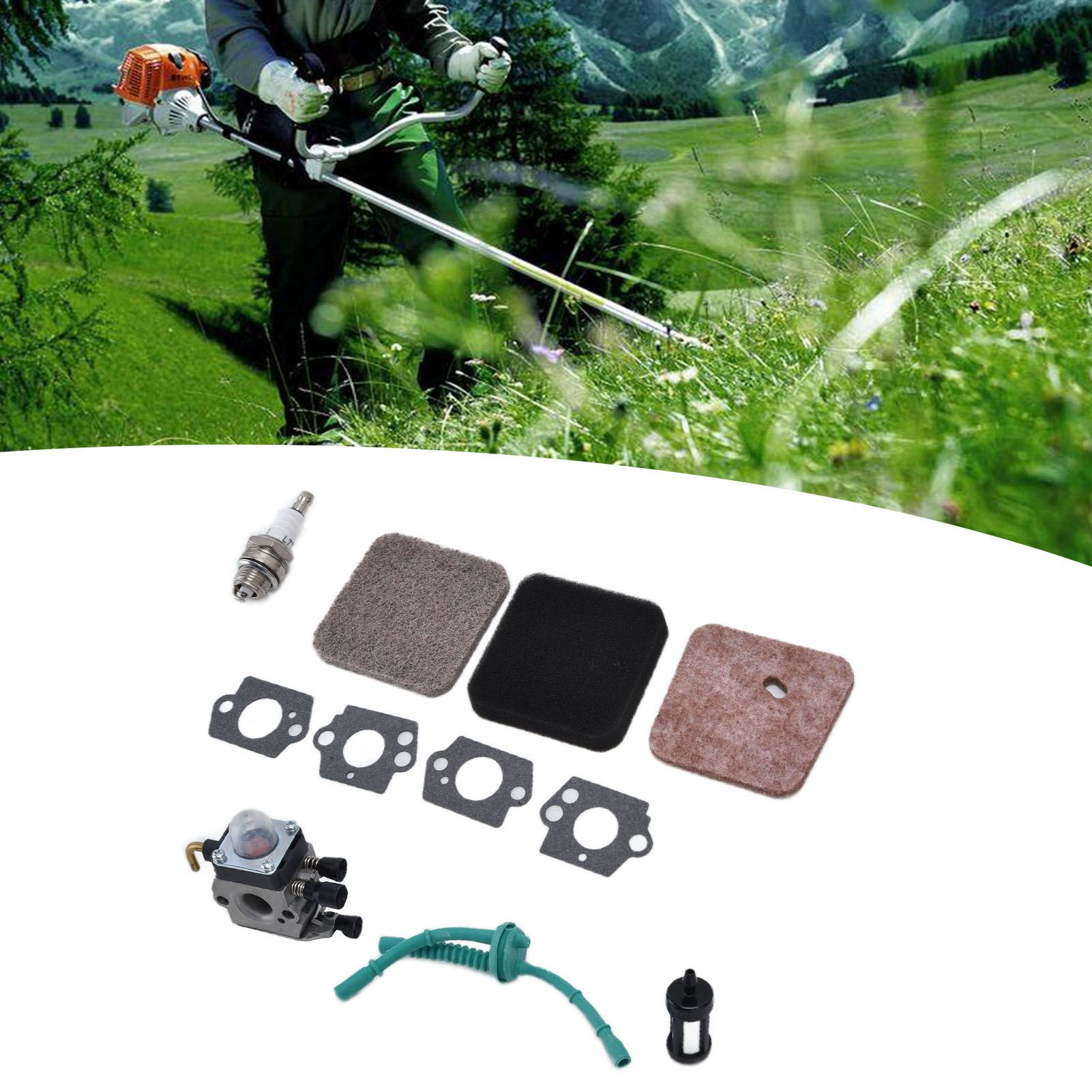 Carburetor Air Filter Fuel Filter Sparking Plug Fuel Pipe Kit for STIHL FS38 view 12