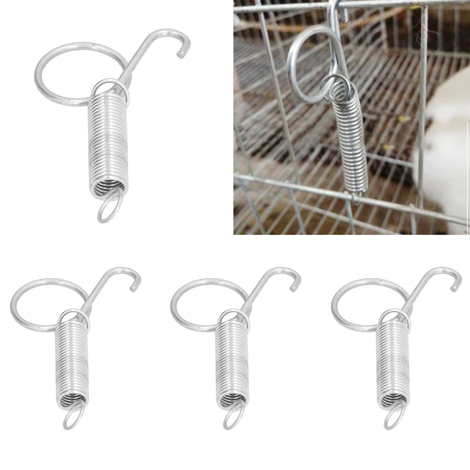 20PCS Cage Door Spring Hook Metal Finger Spring Latch Hook for Fixing Rabbit view 11