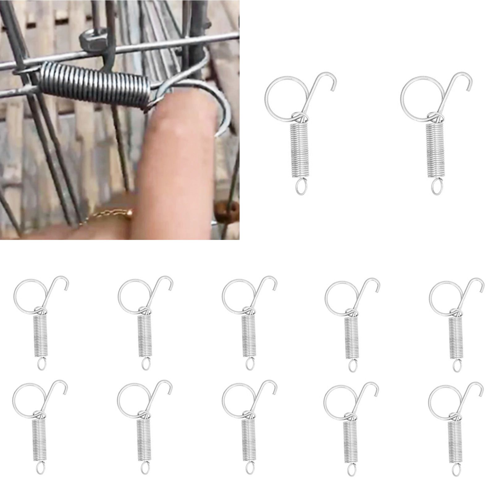 20PCS Cage Door Spring Hook Metal Finger Spring Latch Hook for Fixing Rabbit view 12