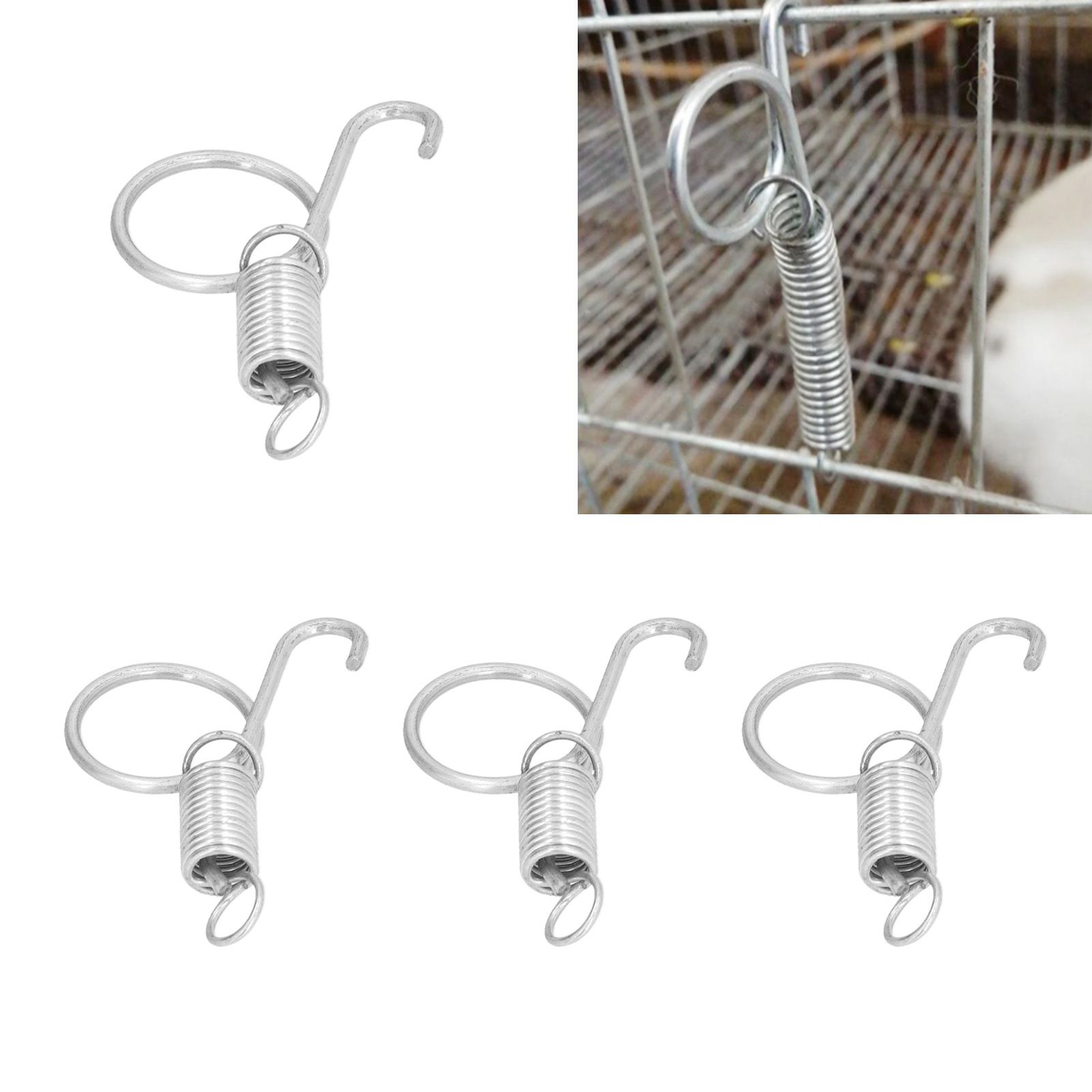 20PCS Cage Door Spring Hook Metal Finger Spring Latch Hook for Fixing Rabbit view 12