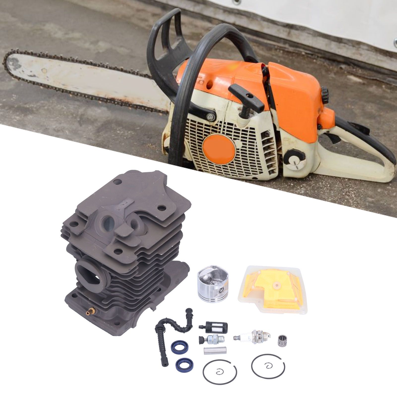 46mm Cylinder Piston Air Filter Oil Seals Pressure Relief Valve Set for Stihl view 12