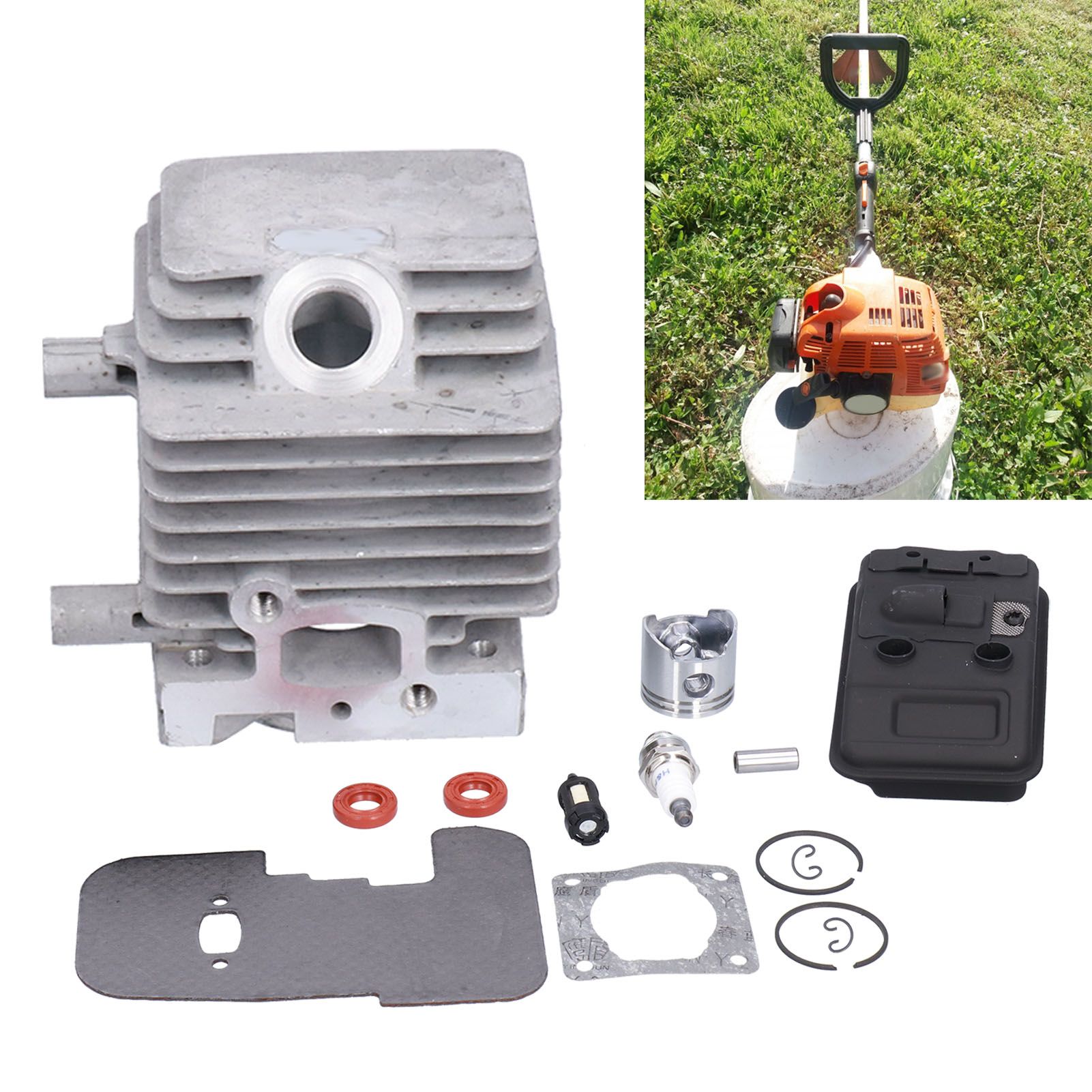Cylinder Piston Exhaust Muffler Gasket Kit Fit for Stihl FS75 FS80 FS85 Brush view 11