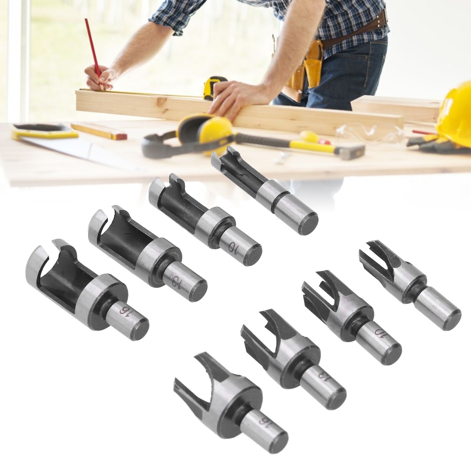 8Pcs Wood Plug Drill Bit Cutter Carbon Steel Industrial Barrel Claw Type view 12