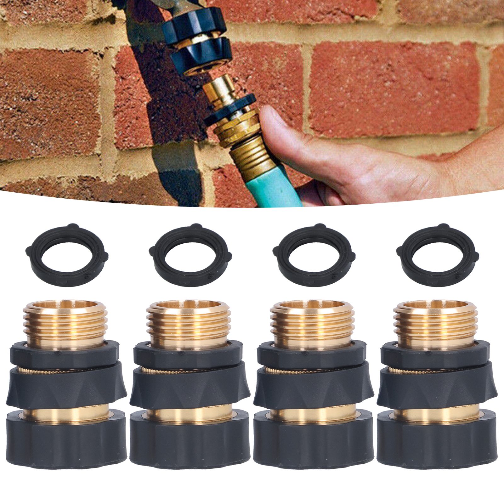 4Set Universal Hose Quick Connectors with Gaskets Brass Adapter Fittings view 11