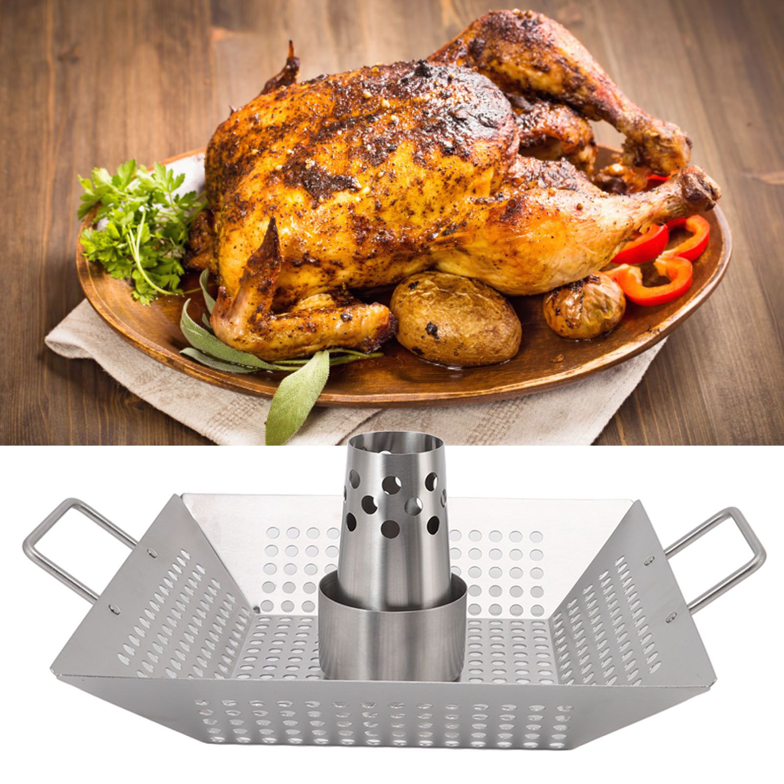 Beer Can Chicken Pan Food Grade Stainless Steel Beer Can Chicken Roaster Stand view 11