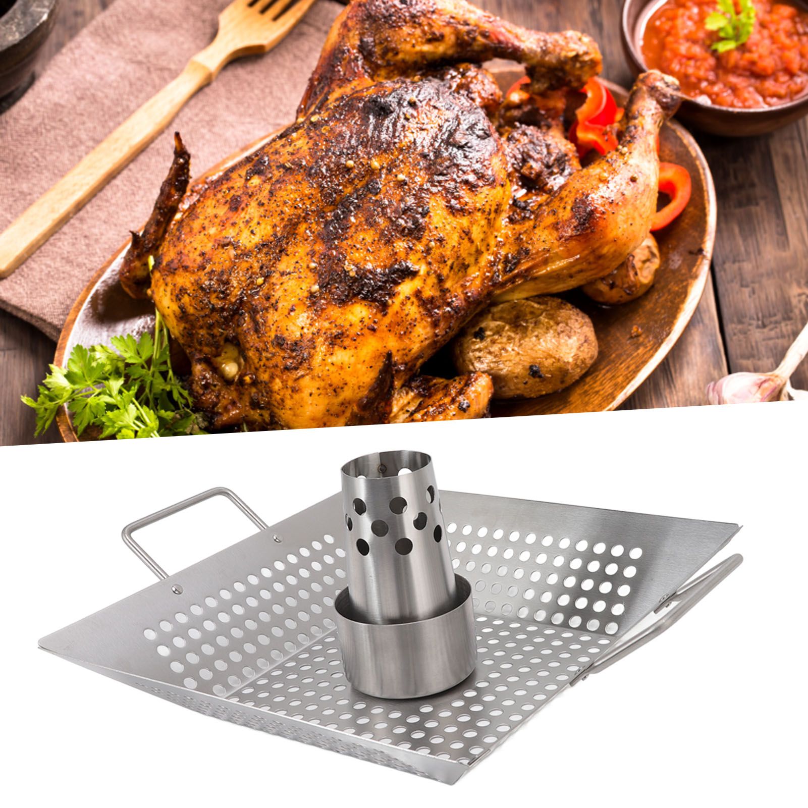 Beer Can Chicken Pan Food Grade Stainless Steel Beer Can Chicken Roaster Stand view 12
