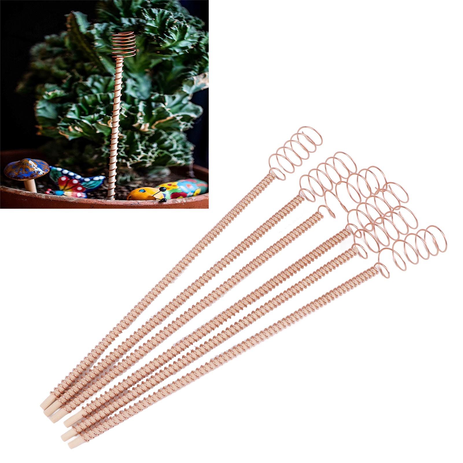 6PCS Electroculture Plant Stakes 12 Inch Natural Wood Stake Wrapped with Pure view 12
