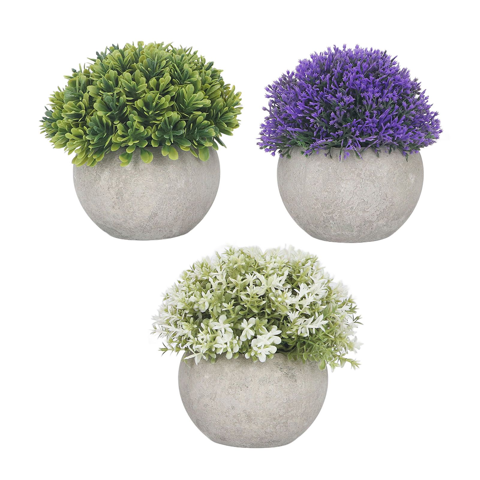 3PCS Artificial Potted Plant Fake Plants Realistic Round Base Long Lasting — image 1