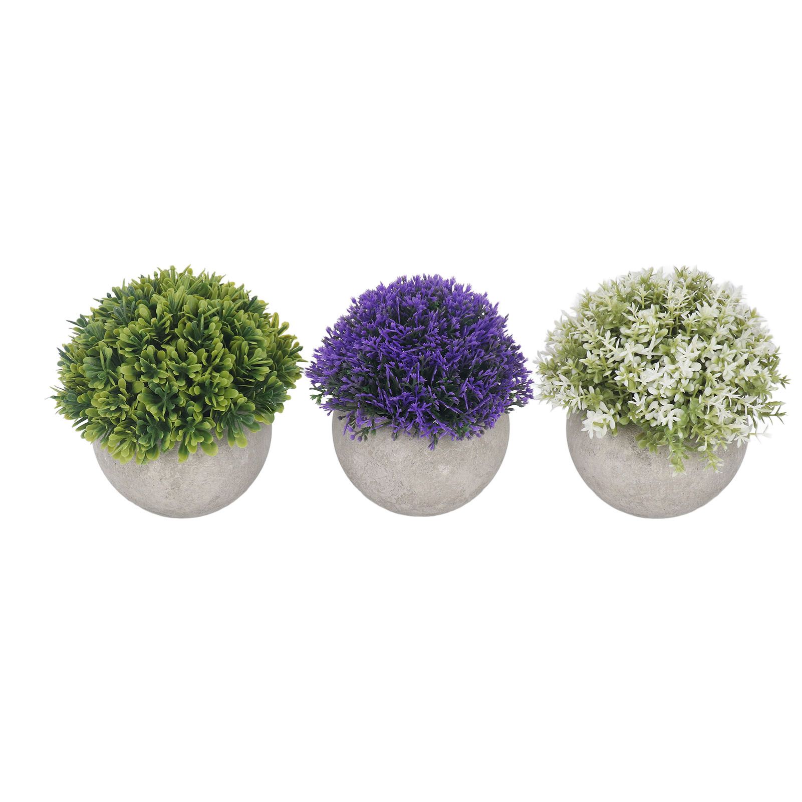 3PCS Artificial Potted Plant Fake Plants Realistic Round Base Long Lasting view 3