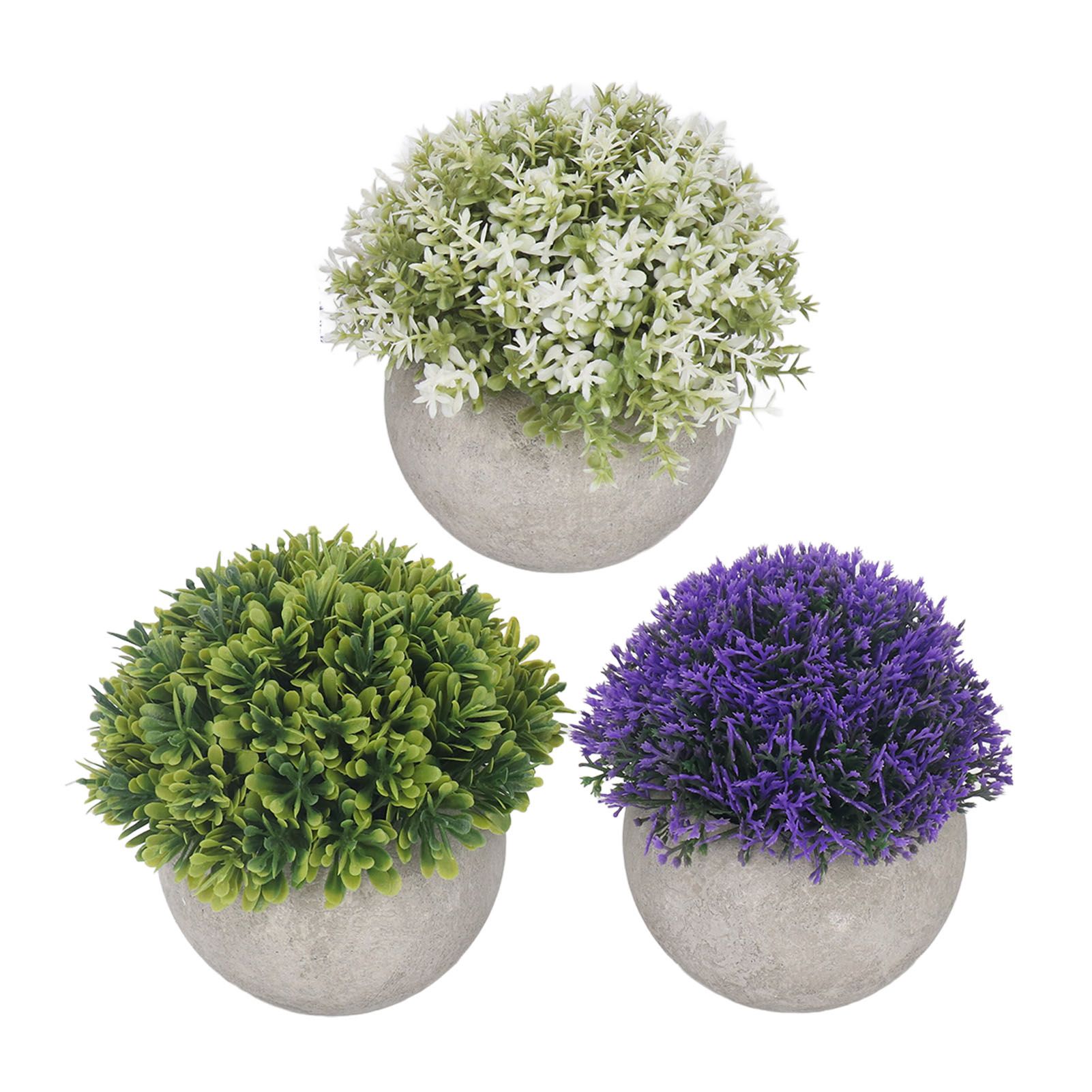 3PCS Artificial Potted Plant Fake Plants Realistic Round Base Long Lasting view 8