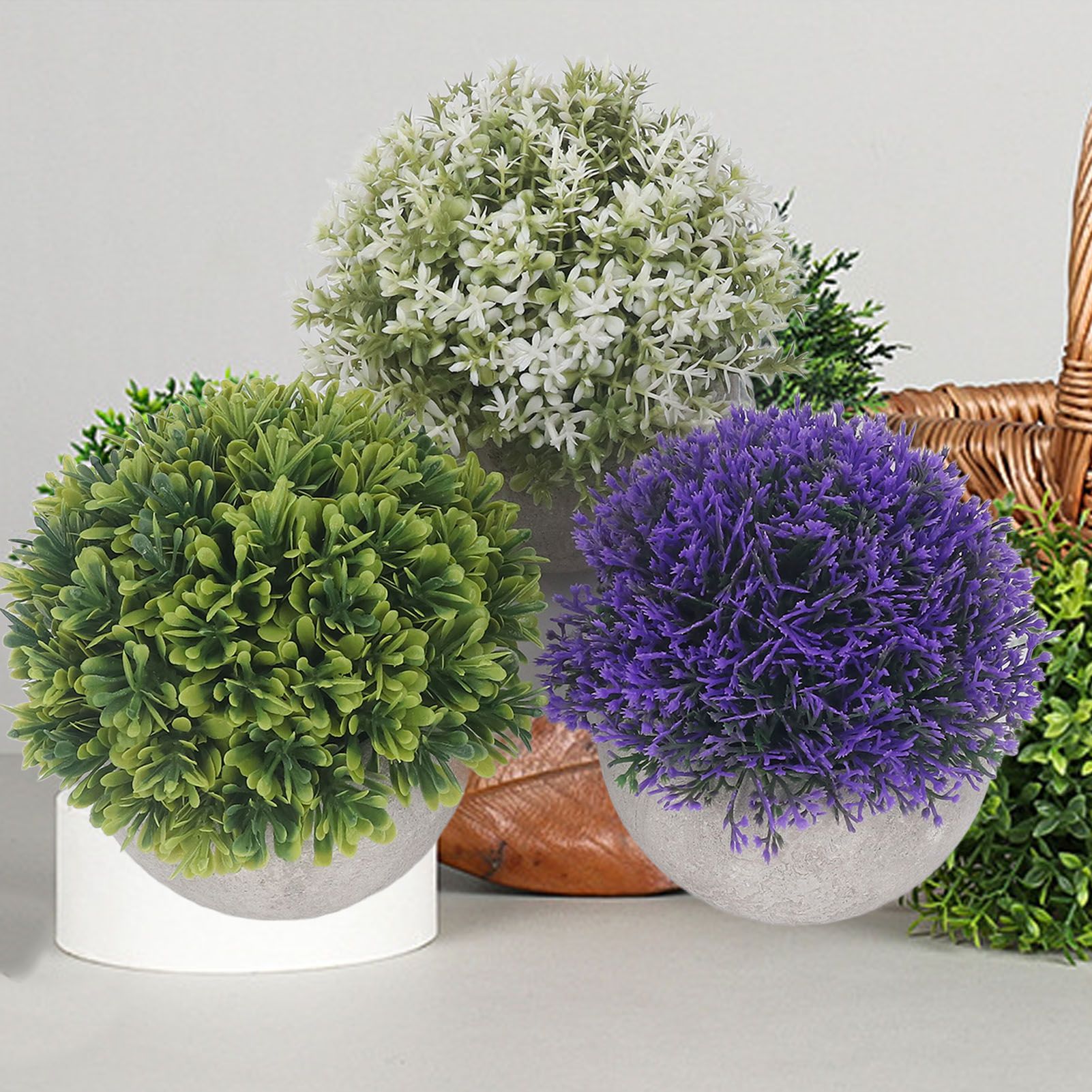 3PCS Artificial Potted Plant Fake Plants Realistic Round Base Long Lasting view 11