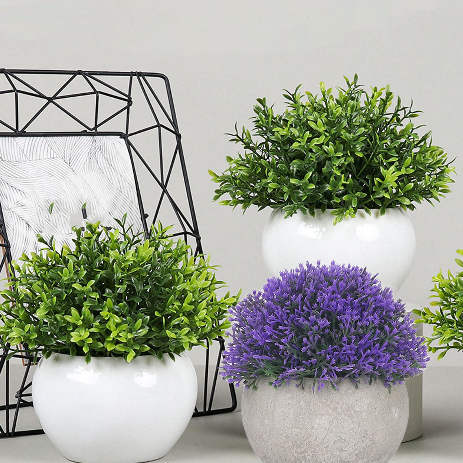 3PCS Artificial Potted Plant Fake Plants Realistic Round Base Long Lasting view 12
