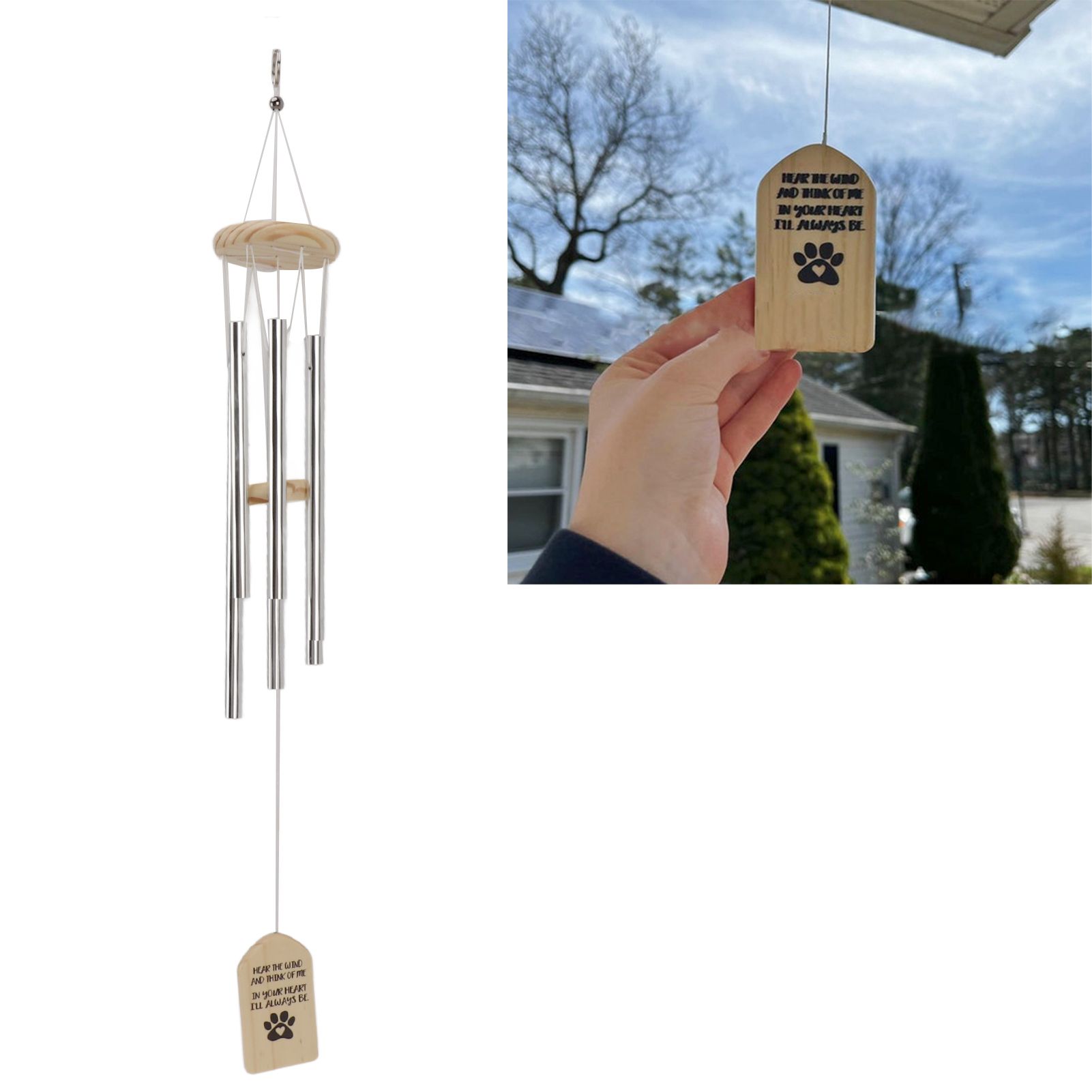 Pet Memorial Wind Chimes Wooden Outdoor Sympathy Wind Chimes Dog Memorial view 11