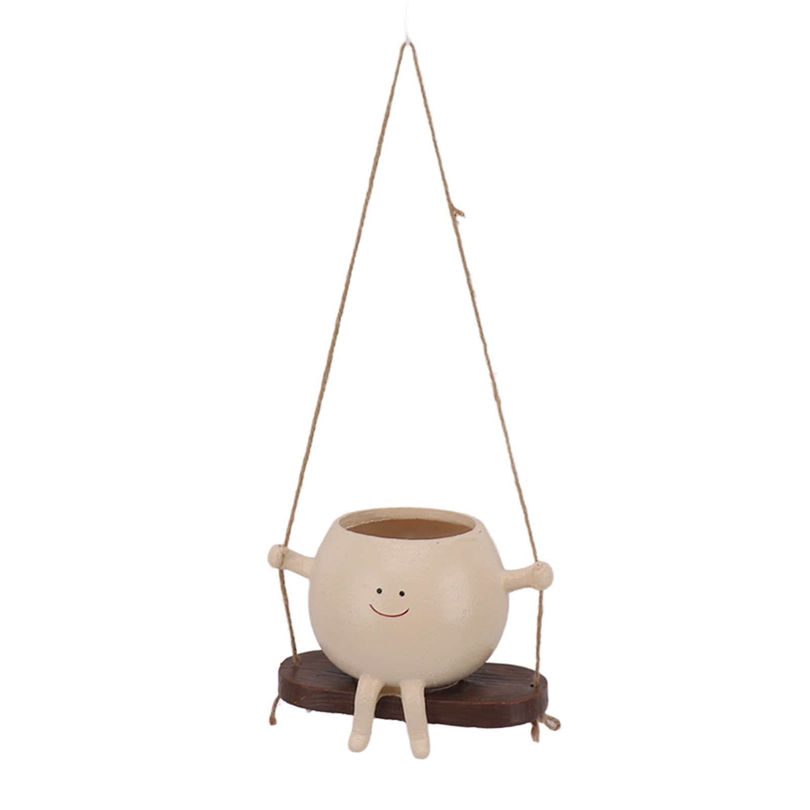 Swing Face Planter Pot Exquisite Lovely Unique Resin Hanging Planter with Rope view 2