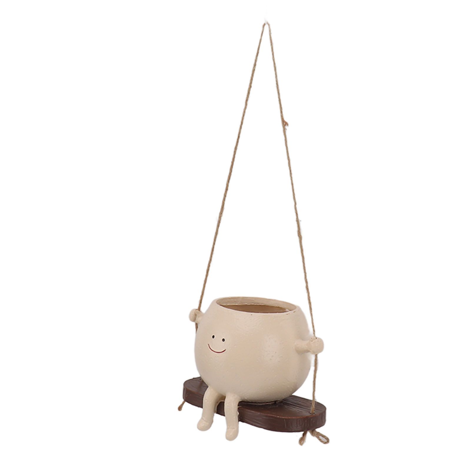 Swing Face Planter Pot Exquisite Lovely Unique Resin Hanging Planter with Rope view 4