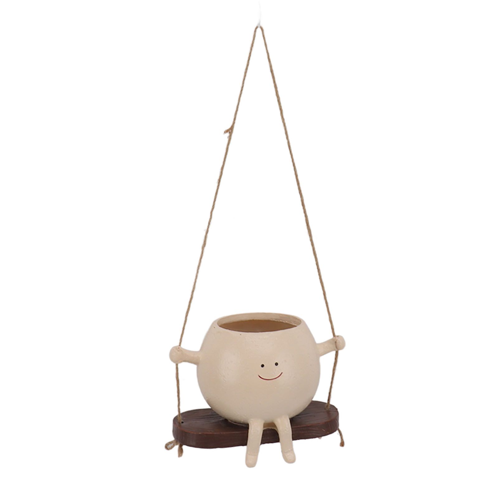 Swing Face Planter Pot Exquisite Lovely Unique Resin Hanging Planter with Rope view 5
