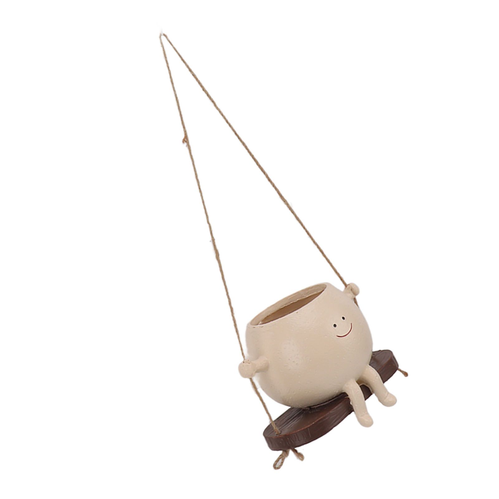 Swing Face Planter Pot Exquisite Lovely Unique Resin Hanging Planter with Rope view 6