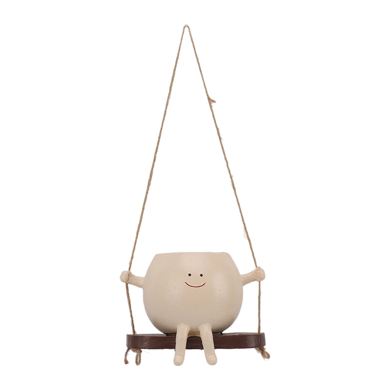 Swing Face Planter Pot Exquisite Lovely Unique Resin Hanging Planter with Rope view 7