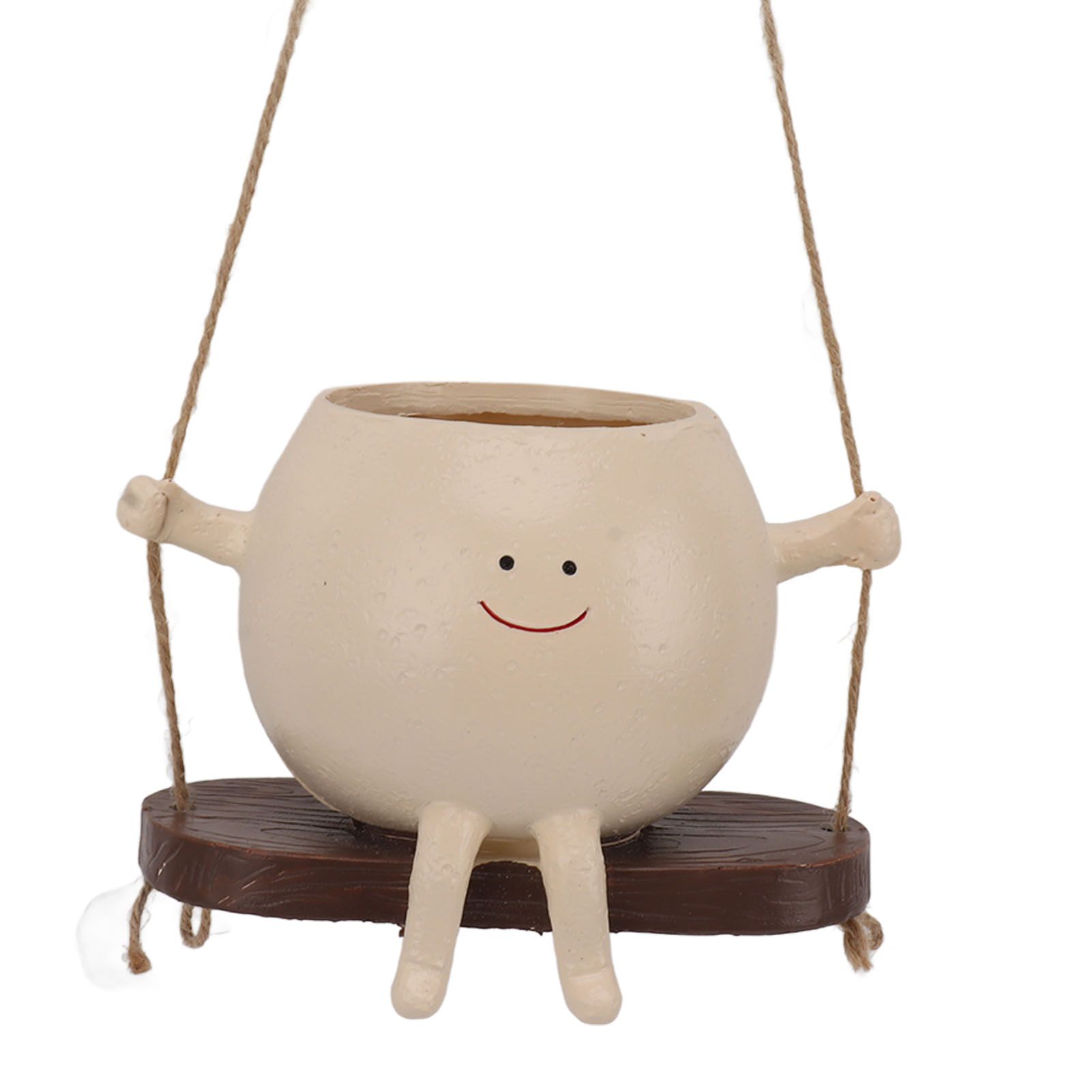 Swing Face Planter Pot Exquisite Lovely Unique Resin Hanging Planter with Rope view 8
