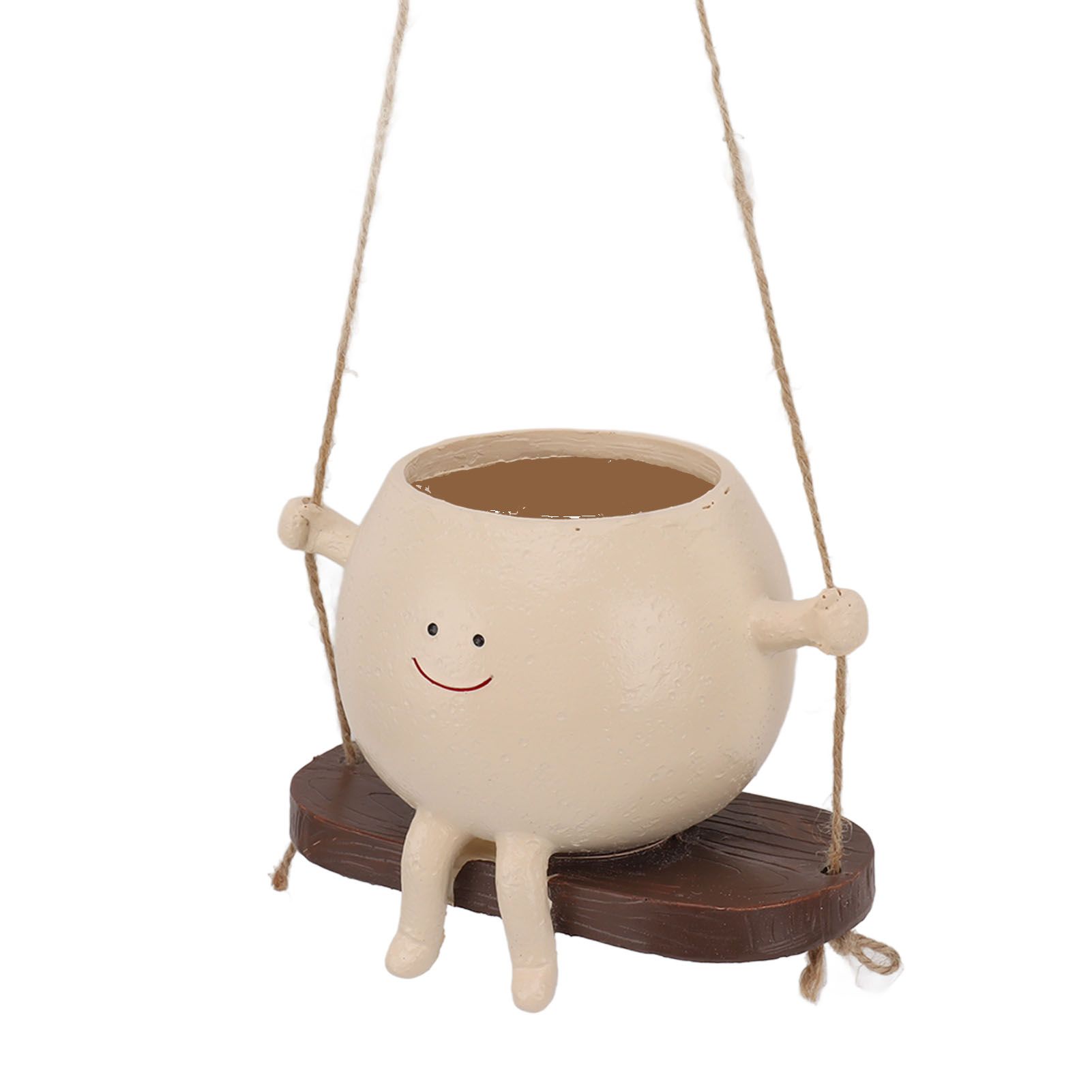 Swing Face Planter Pot Exquisite Lovely Unique Resin Hanging Planter with Rope view 9