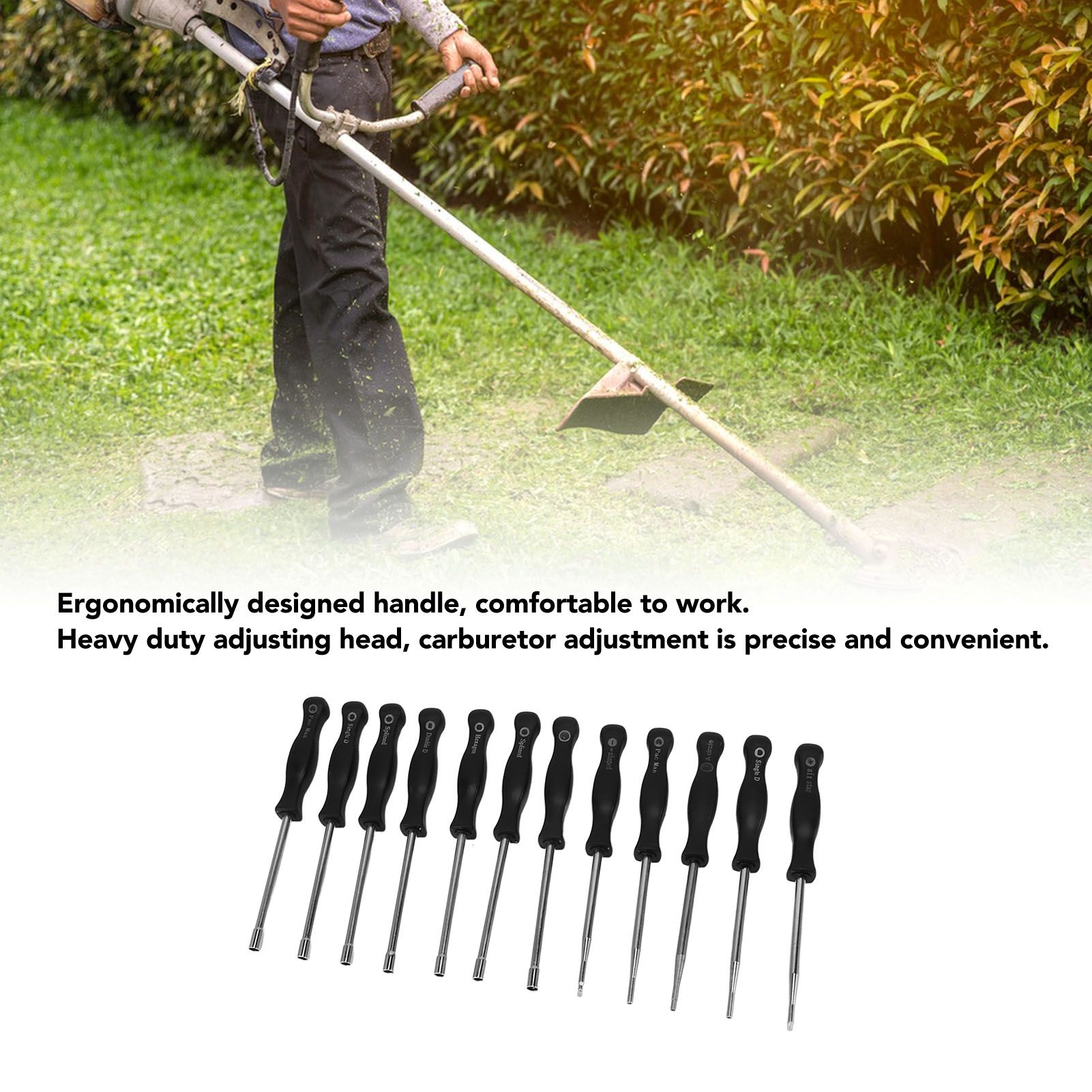 Carburator Adjusting Kit with 12 Screwdrivers 1 String Steel Brush Comfort view 14