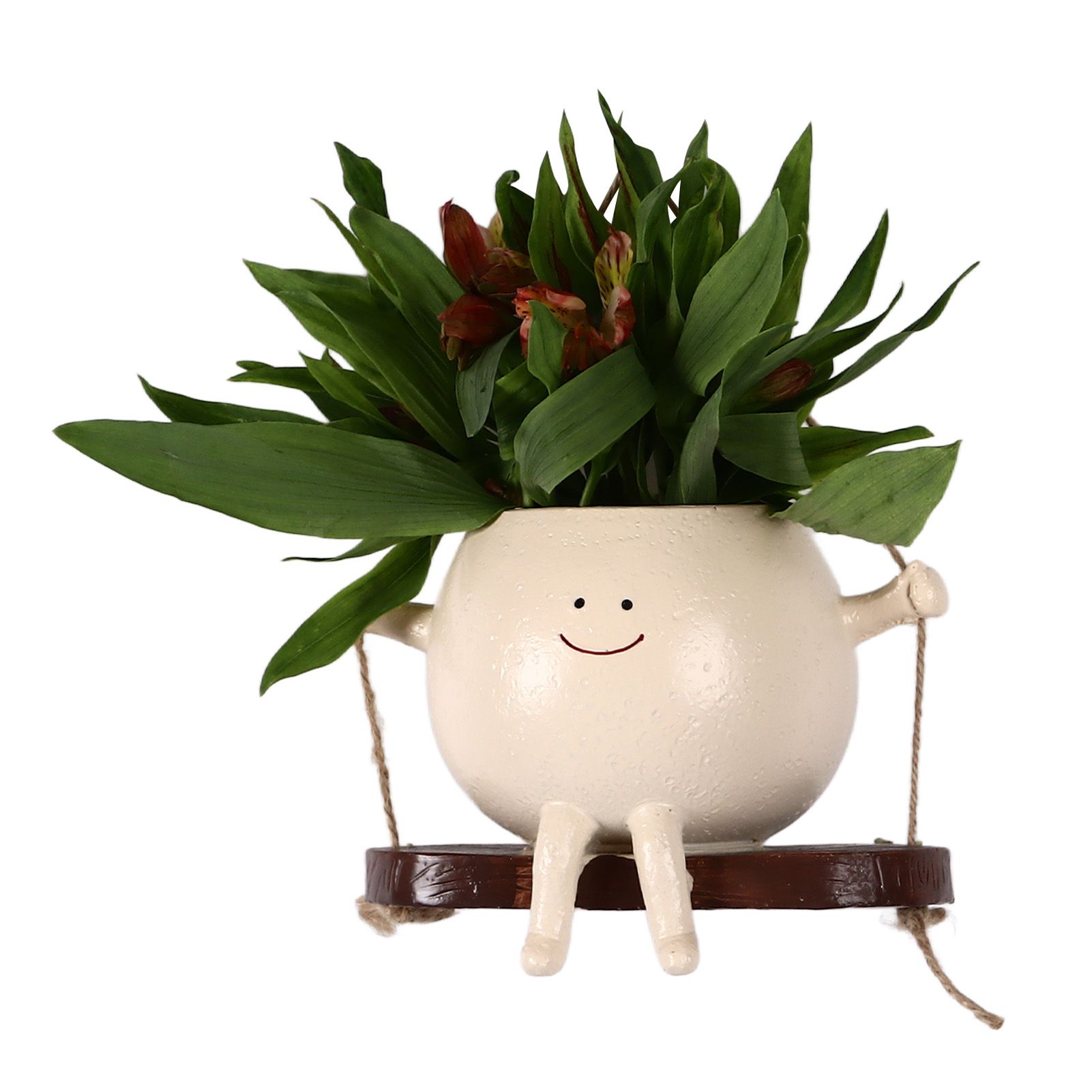Swing Face Planter Resin Wall Hanging Head Planter Smiling Face Succulent view 8